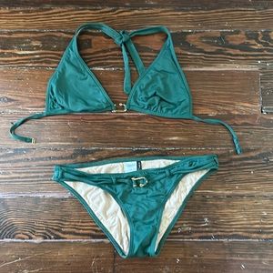 BCBG swimsuit - green with gold hardware